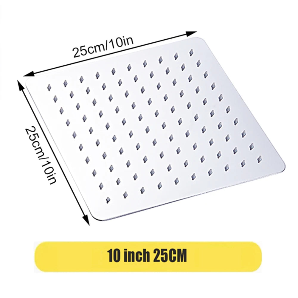 High Pressure Rainfall Stainless Steel Shower Head High Flow 8" 10" 12" Square Pressure Boosting Design Spa Bathroom Showerhead