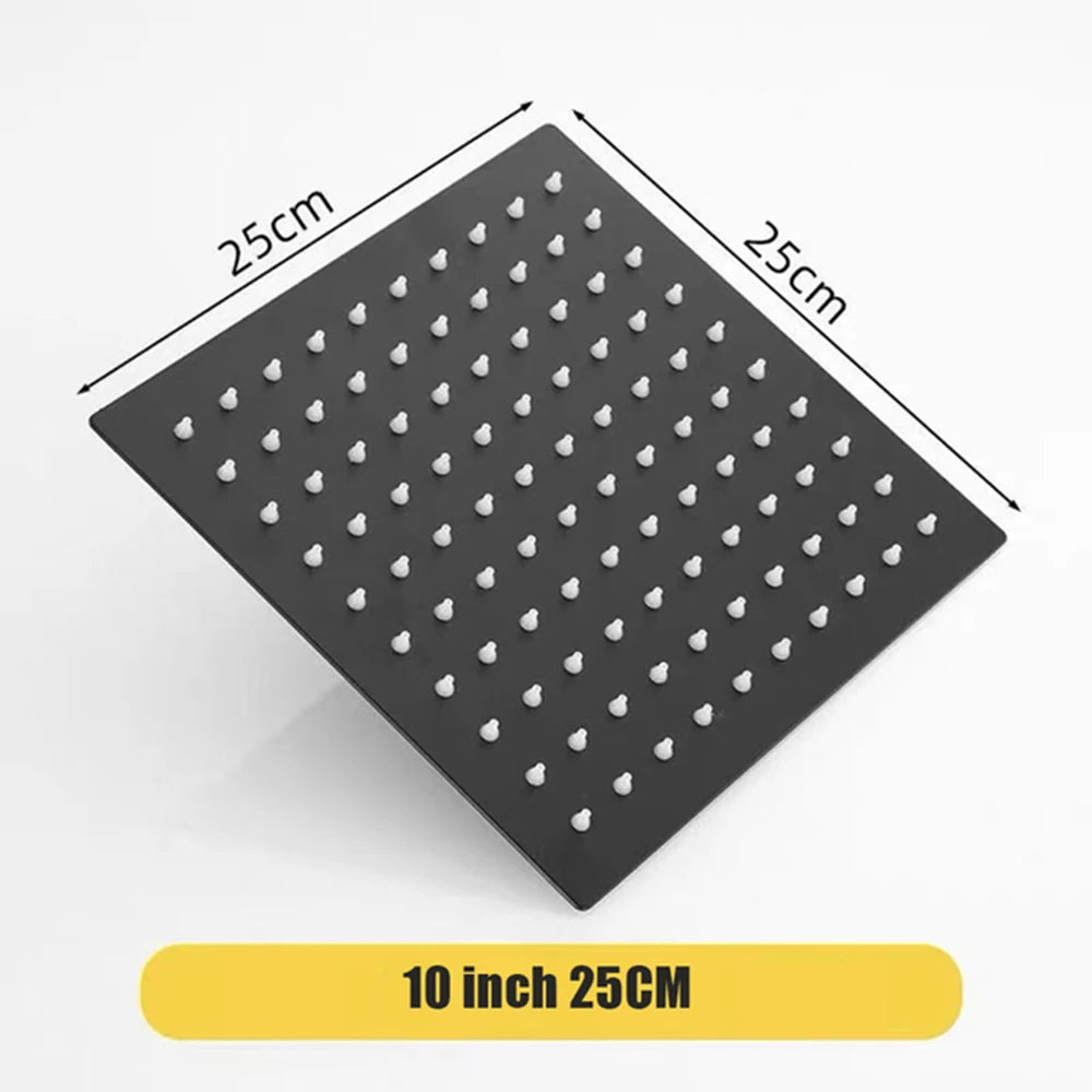 High Pressure Rainfall Stainless Steel Shower Head High Flow 8" 10" 12" Square Pressure Boosting Design Spa Bathroom Showerhead