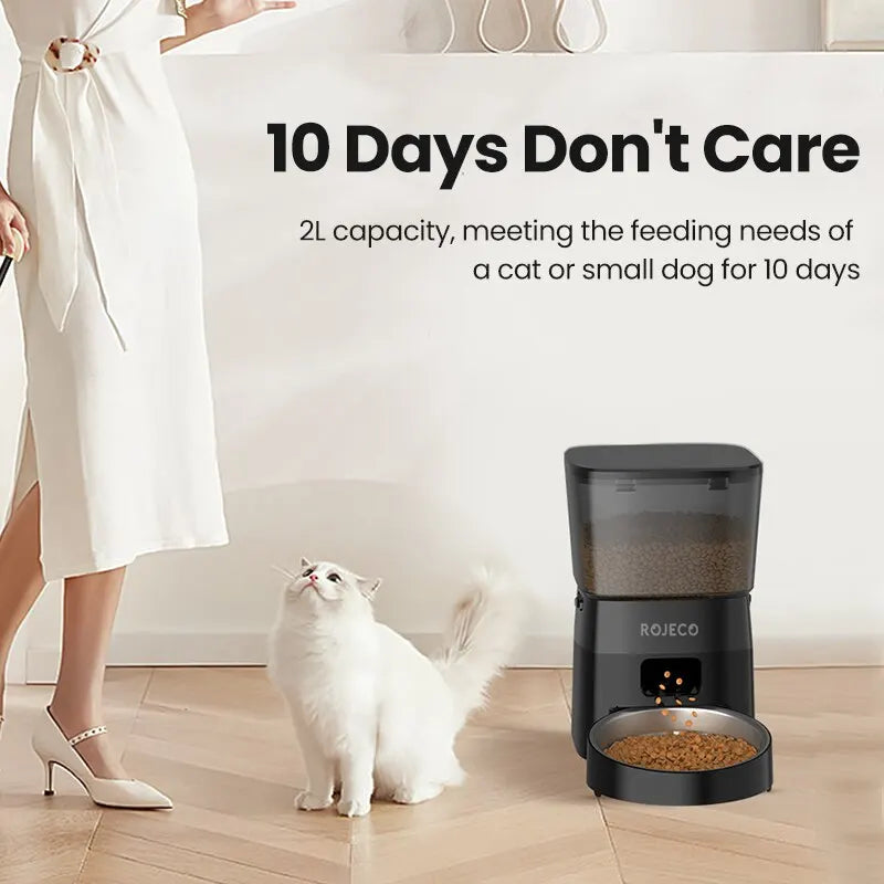 Show love to your pet even when you’re busy — the ROJECO automatic feeder takes care of them for you!