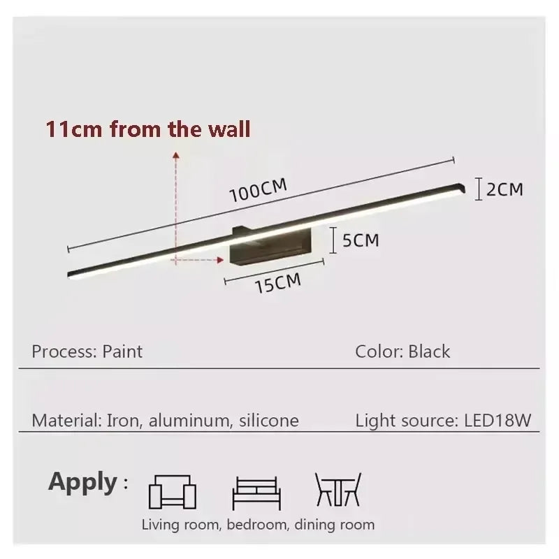 Led Mirror Lights Wall Lamps Recharge Bathroom Wall Light LED Flat Lamp Modern Indoor Wall lamp Bathroom Lighting Make Up