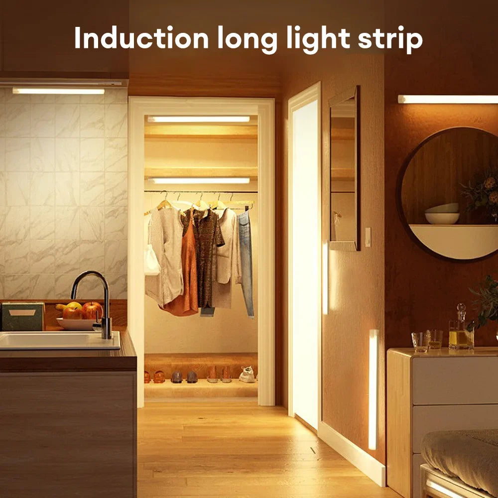 LED Motion Sensor Light Wireless LED Night Light Type C Rechargeable Light Cabinet Wardrobe Lamp Staircase Backlight For Kitchen