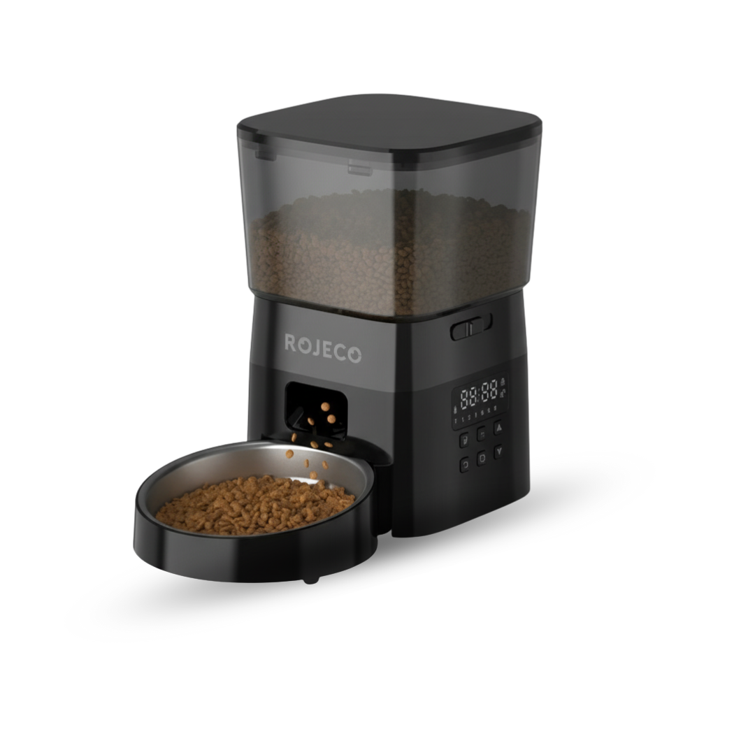 Show love to your pet even when you’re busy — the ROJECO automatic feeder takes care of them for you!